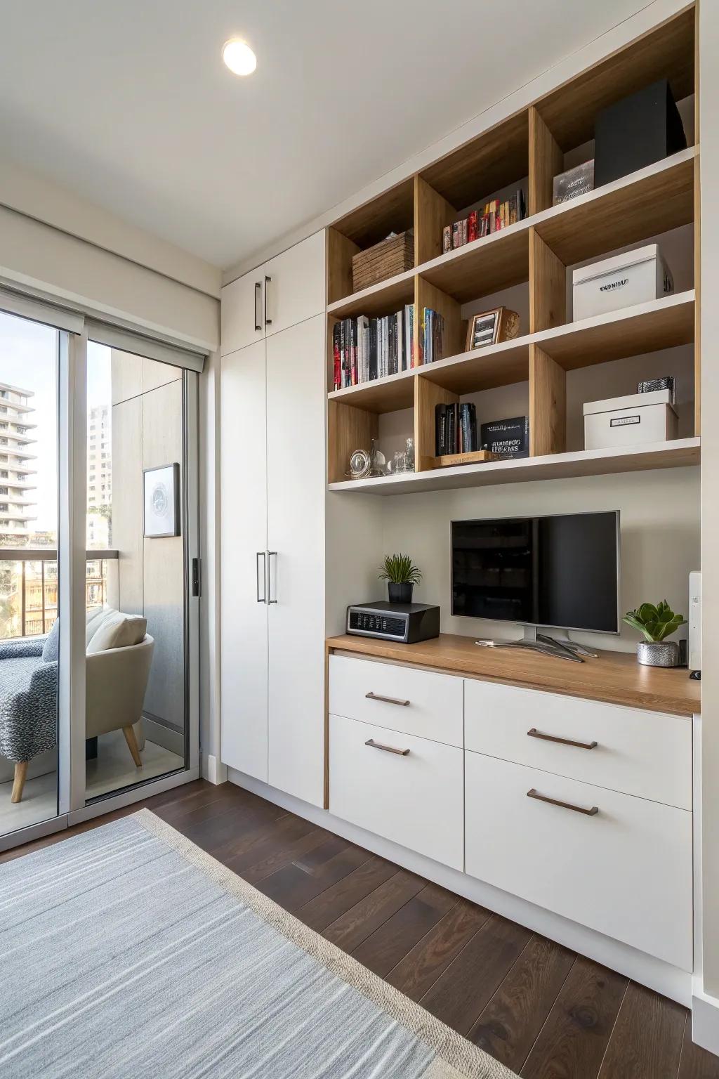 Smart storage solutions keep your condo organized.