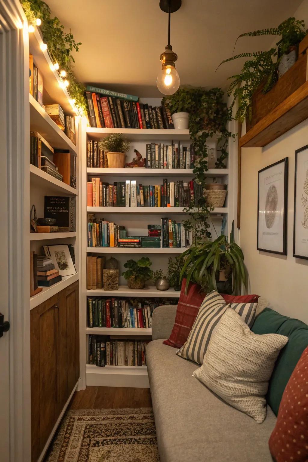 Integrated racks maximize storage in a compact hideout.