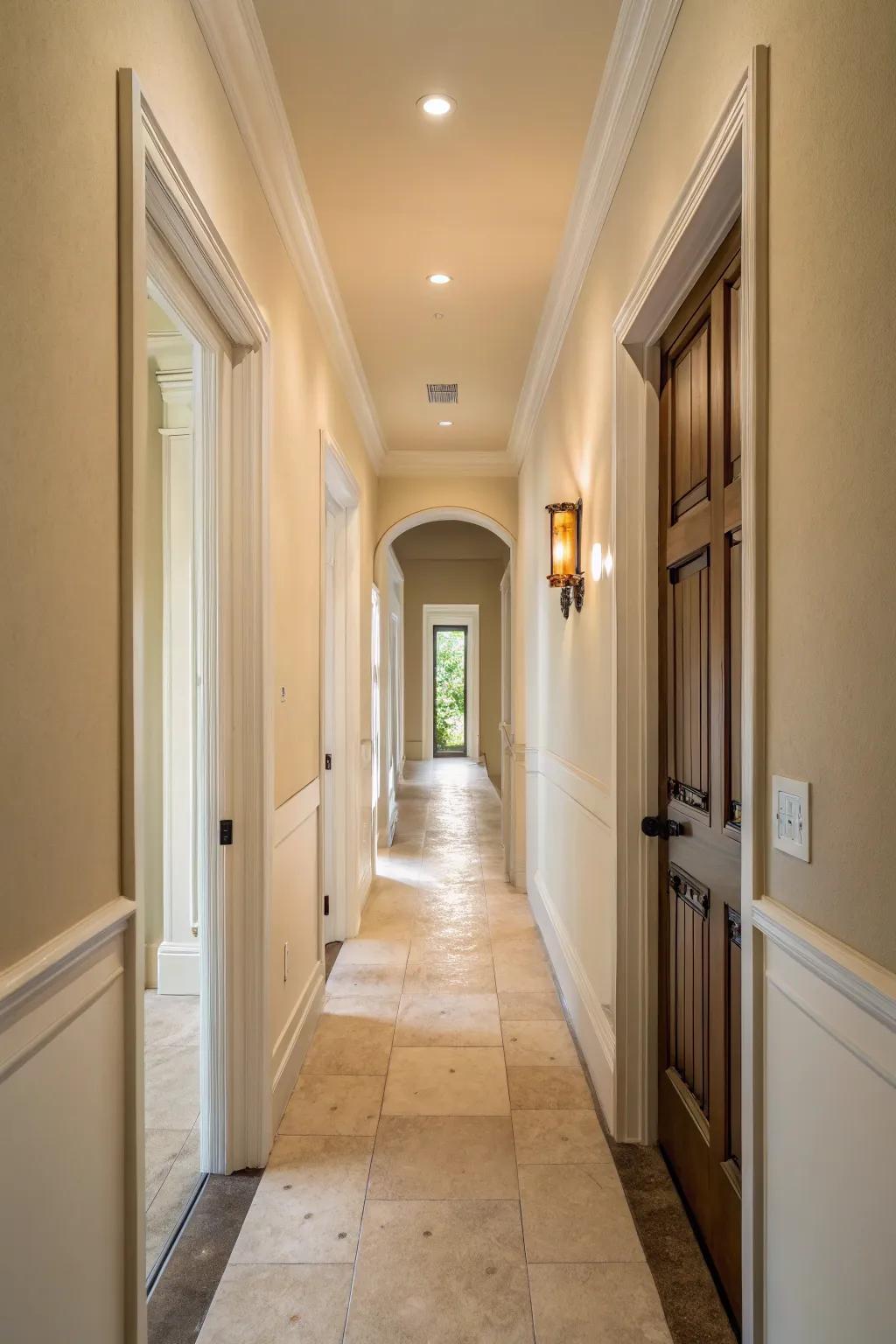 Light colors can visually expand your narrow hallway, making it feel more spacious.