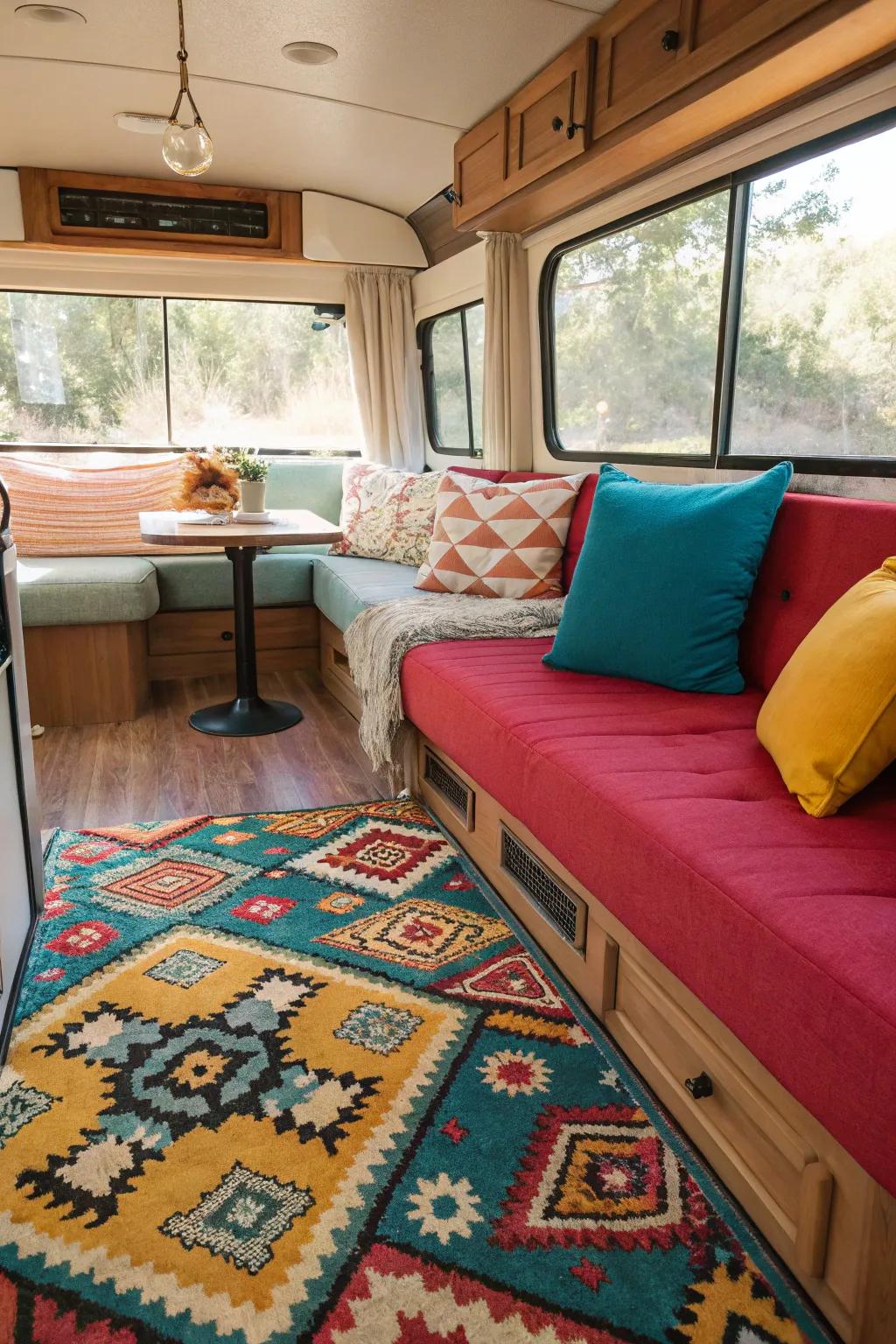 Vibrant tones and designs can change your RV into a dynamic area.