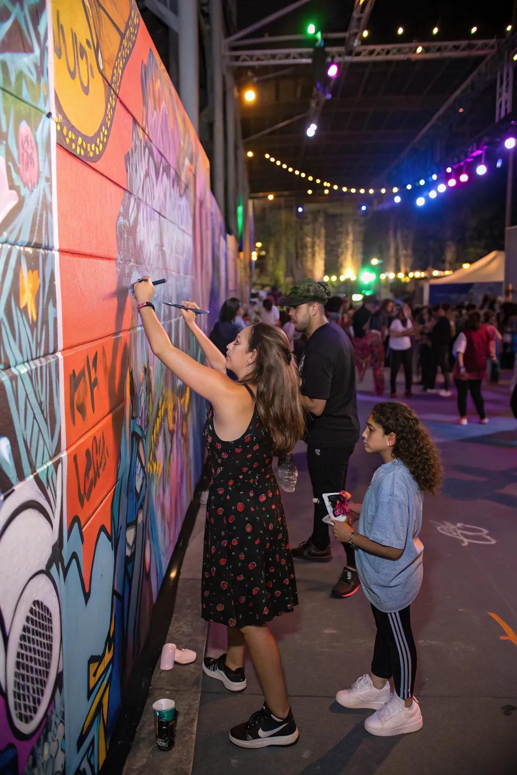 A creative graffiti wall for guests to show their creativity.