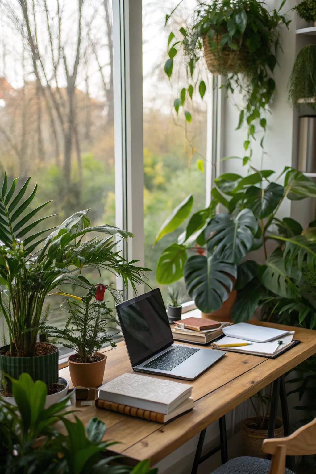 Plants refresh your workspace with vitality and tranquility.