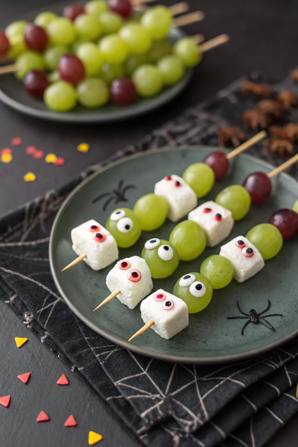 Sanguine grape lances prepared for devouring by your participants.