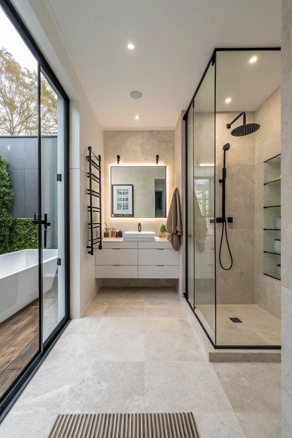 Doorless showers deliver a sleek, easily accessible design.