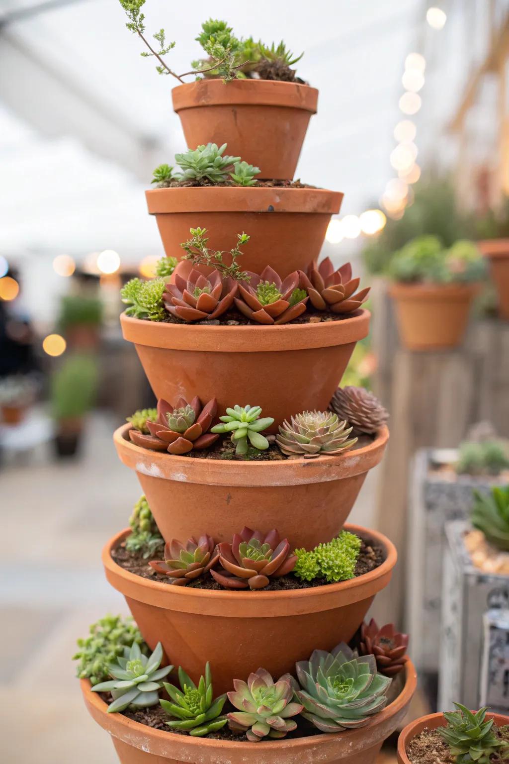 A terracotta structure includes standing interest into any setting.