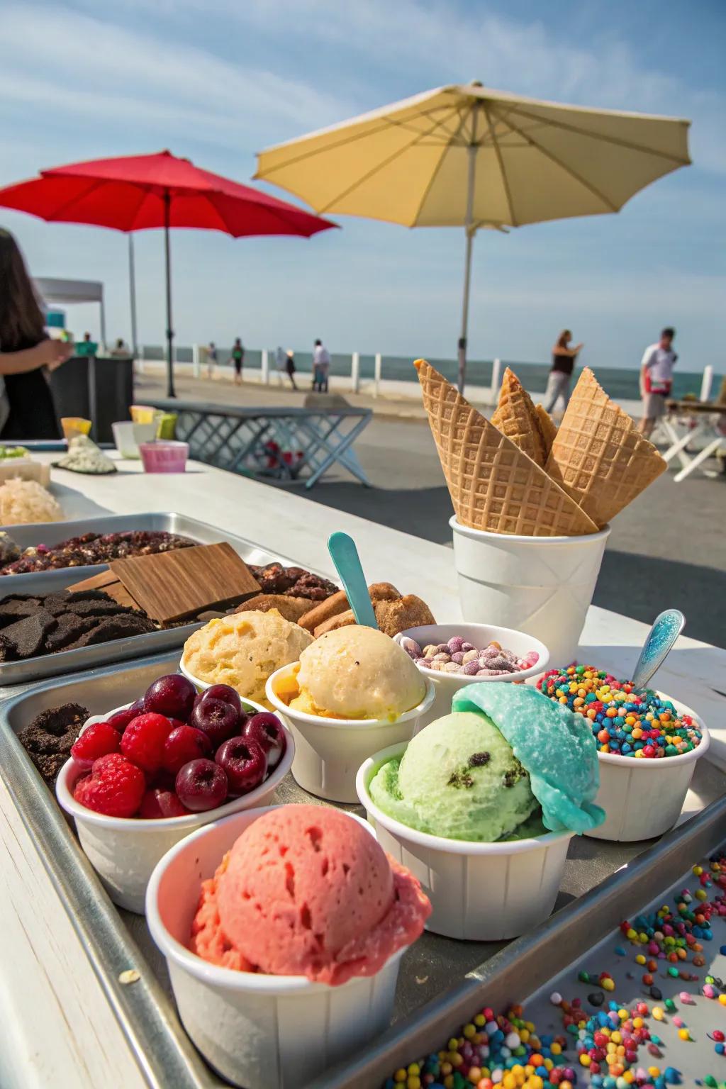 An ice cream bar presents a sweet and revitalizing birthday indulgence.