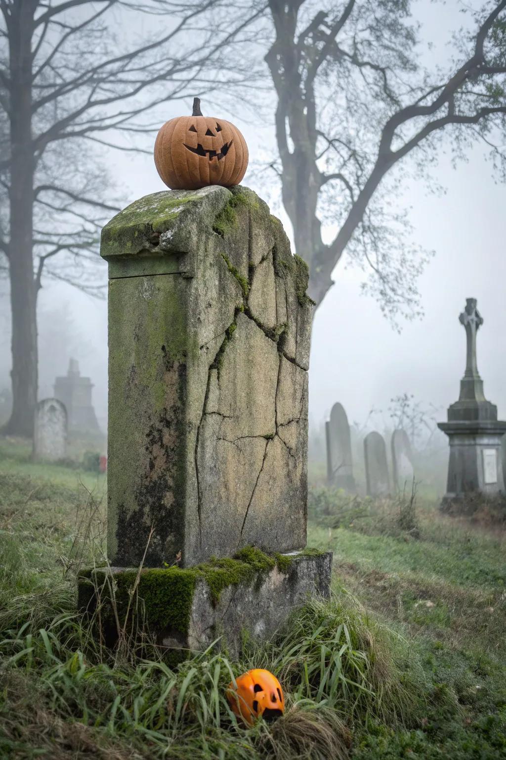 Aged tombstones bring authenticity to your Halloween decor.