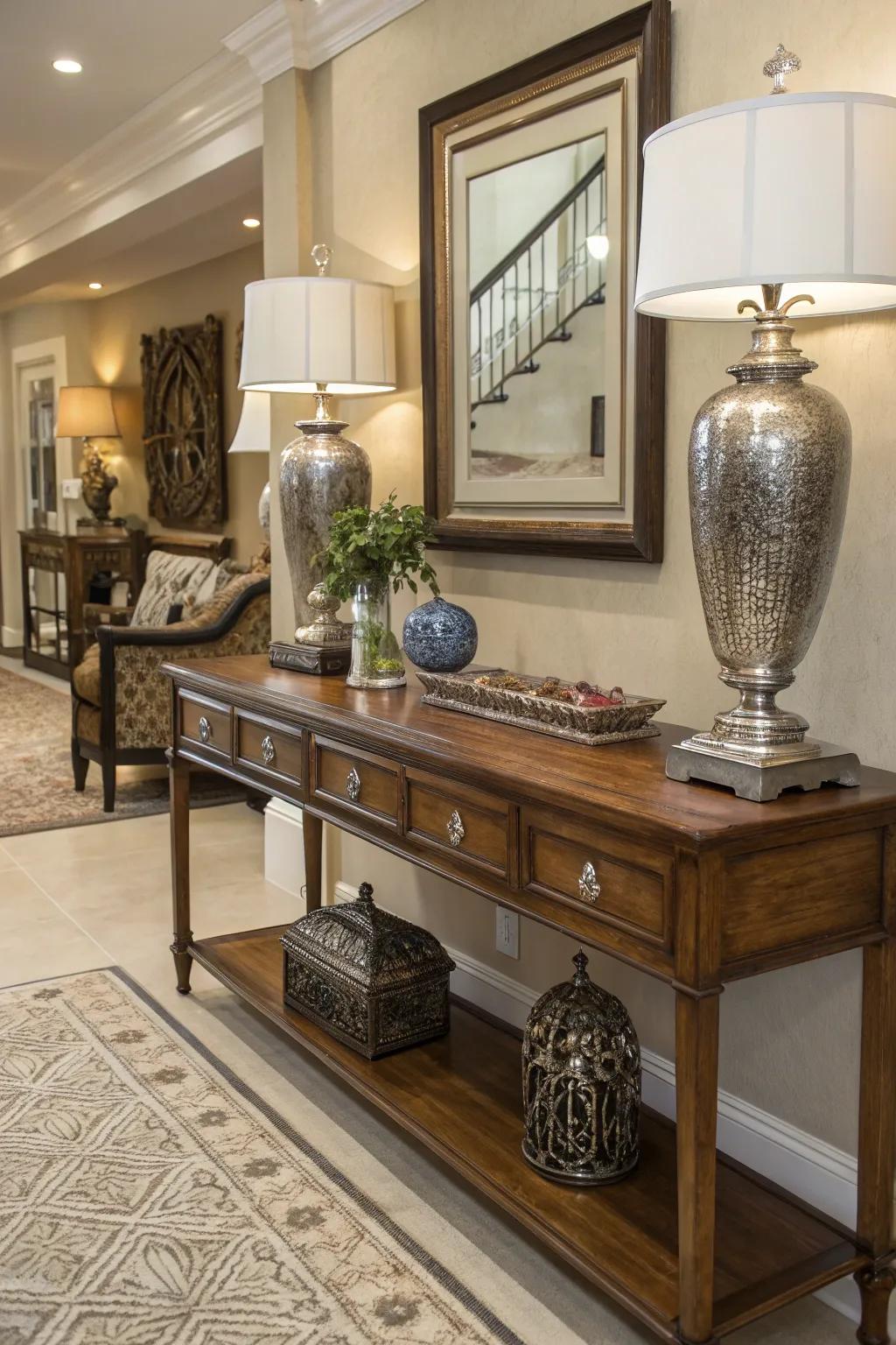 Mixing materials introduces profundity and persona to your entryway.