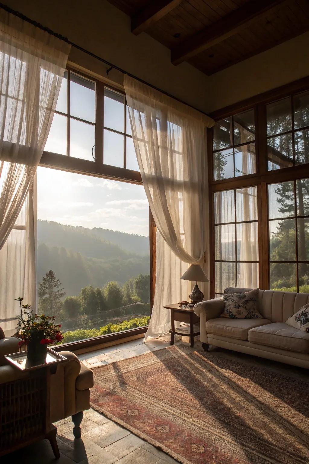 Lots of light enhancing the cozy feel.