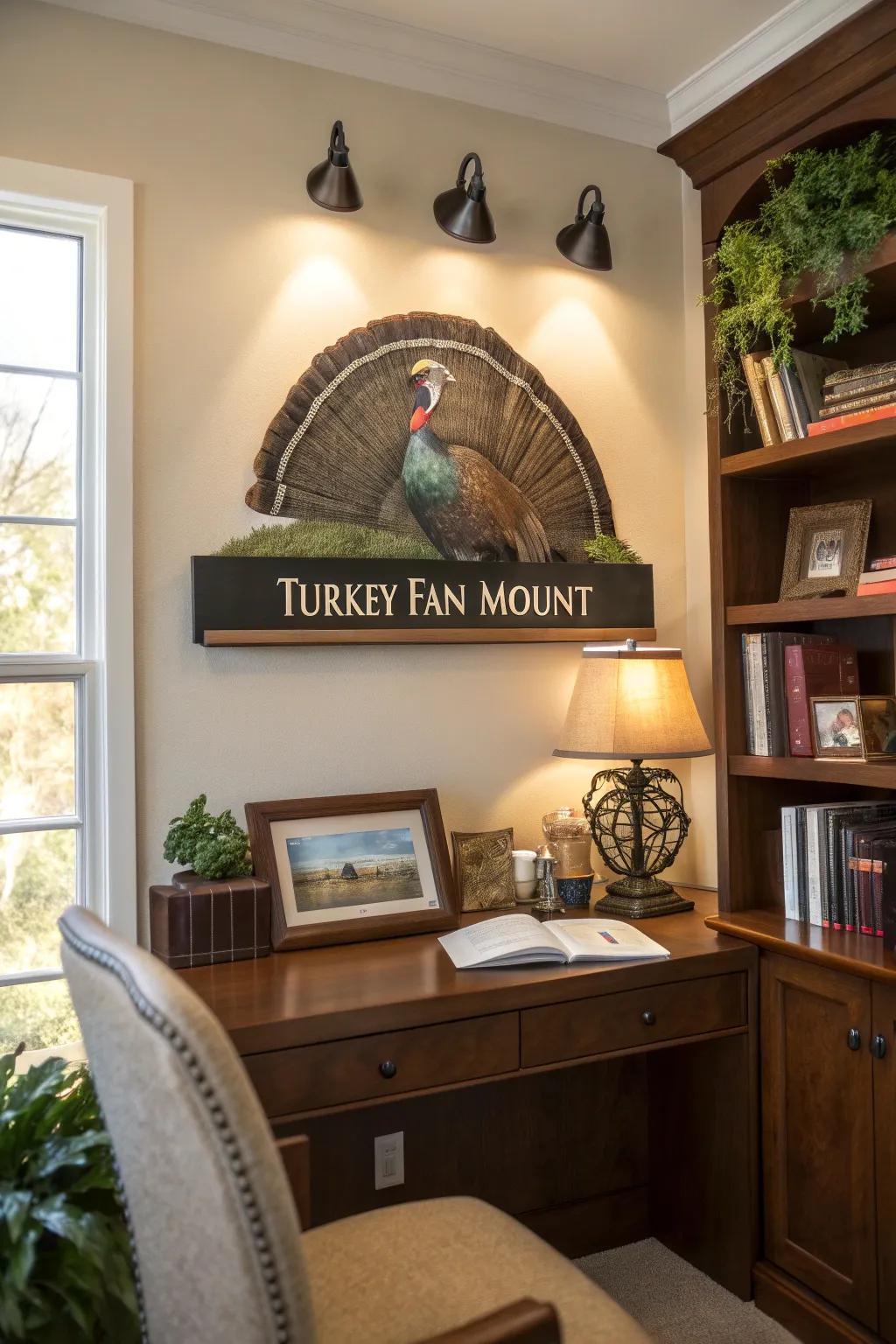 Personalized etching transforms a turkey fan mount into a memorable memento.