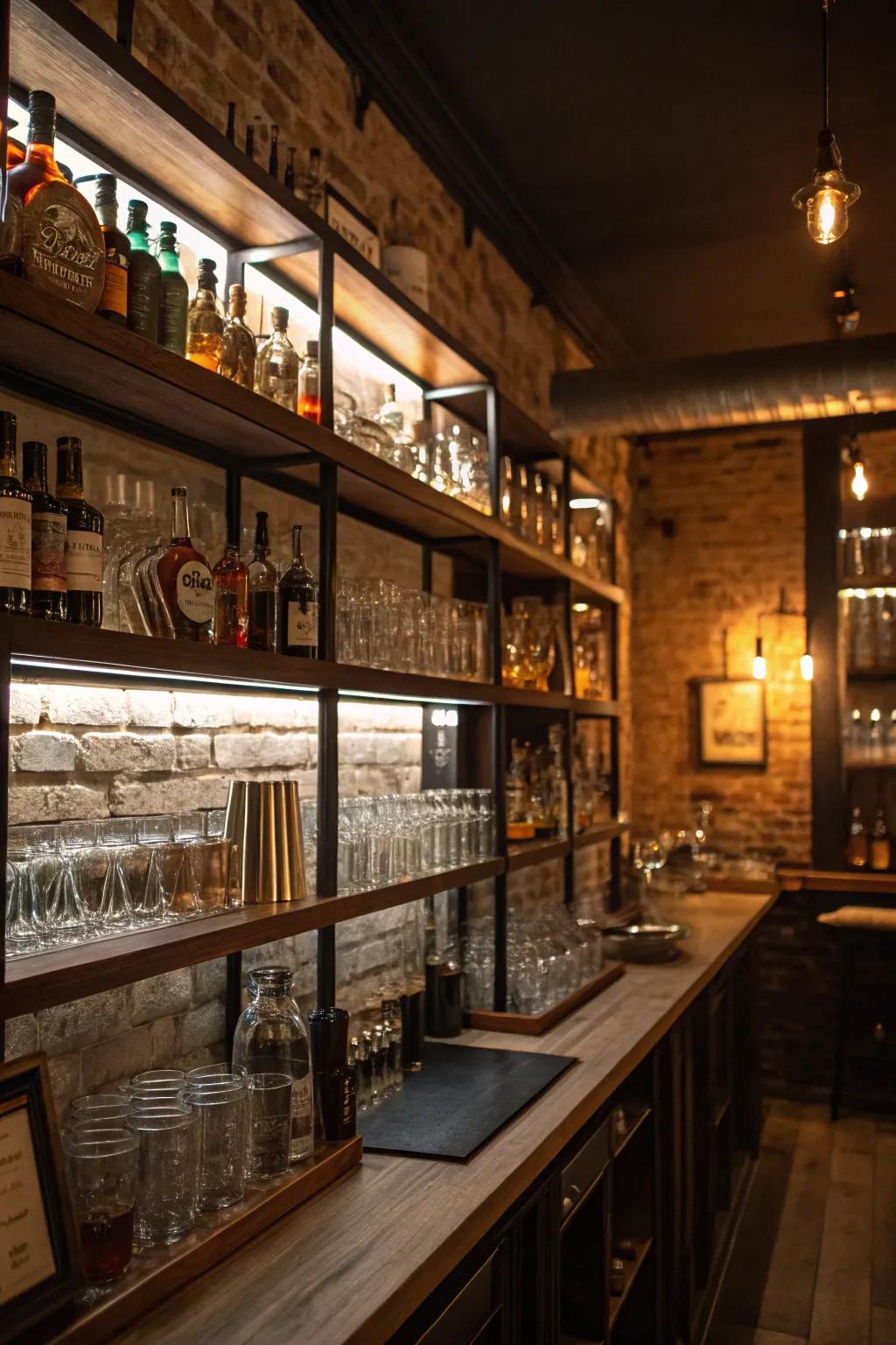 Open shelving delivers style and usefulness.