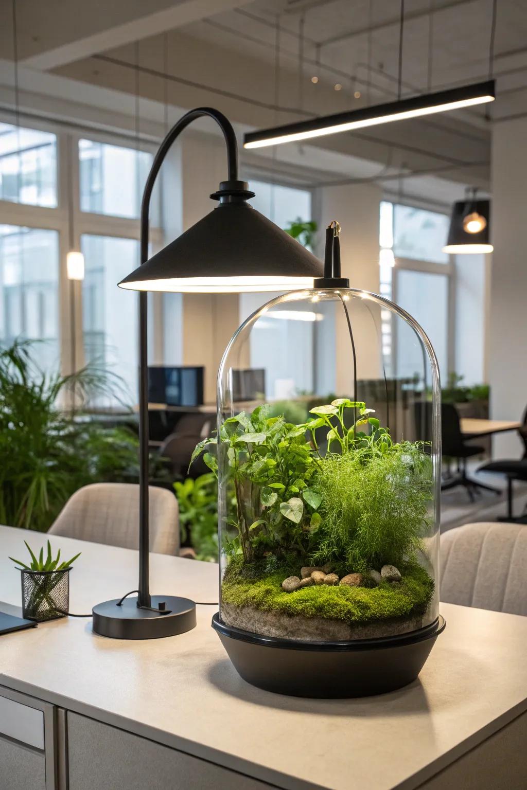 A living lamp greenhouse for a touch of nature indoors.