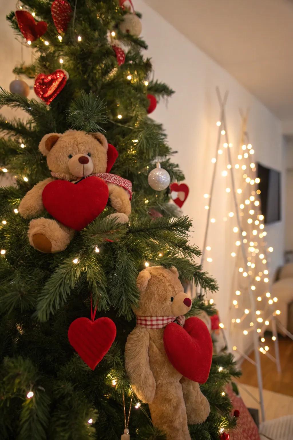 Soft components deliver a welcoming and snug dimension to your Valentine's tree.