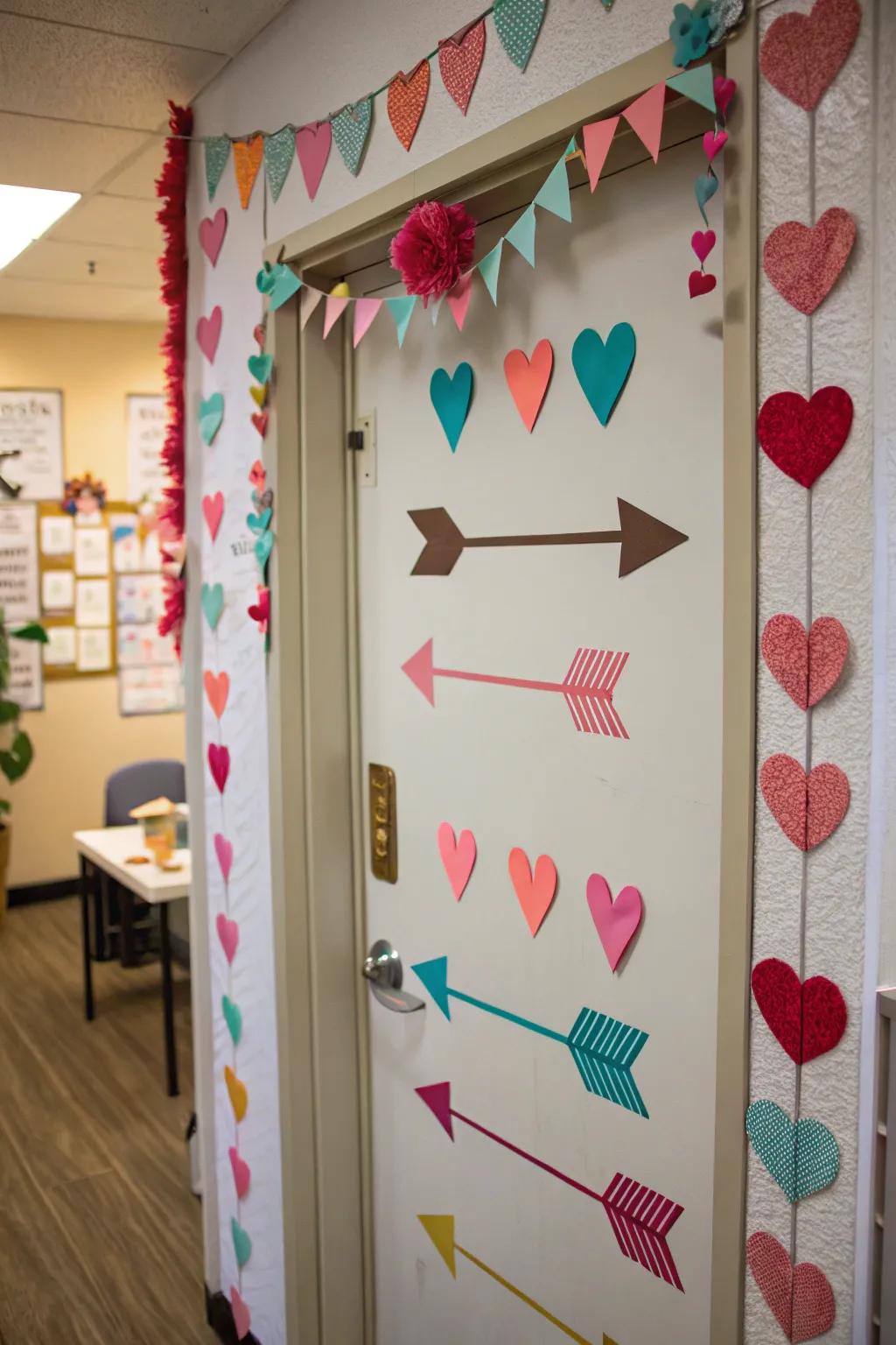 Cupid's projectiles add a spirited touch to your Valentine's door.