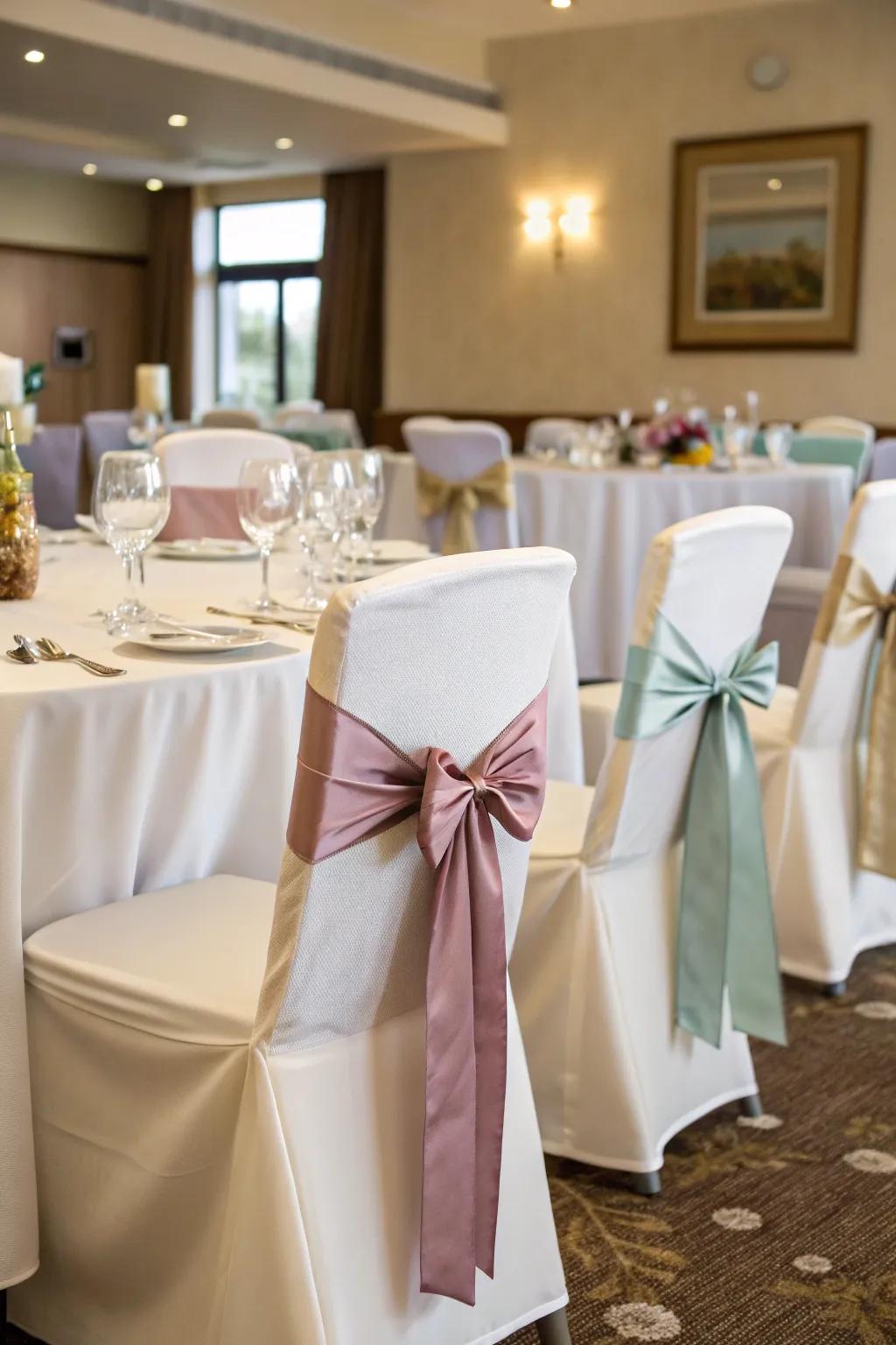 Ribbons and bows contribute elegance and romance.