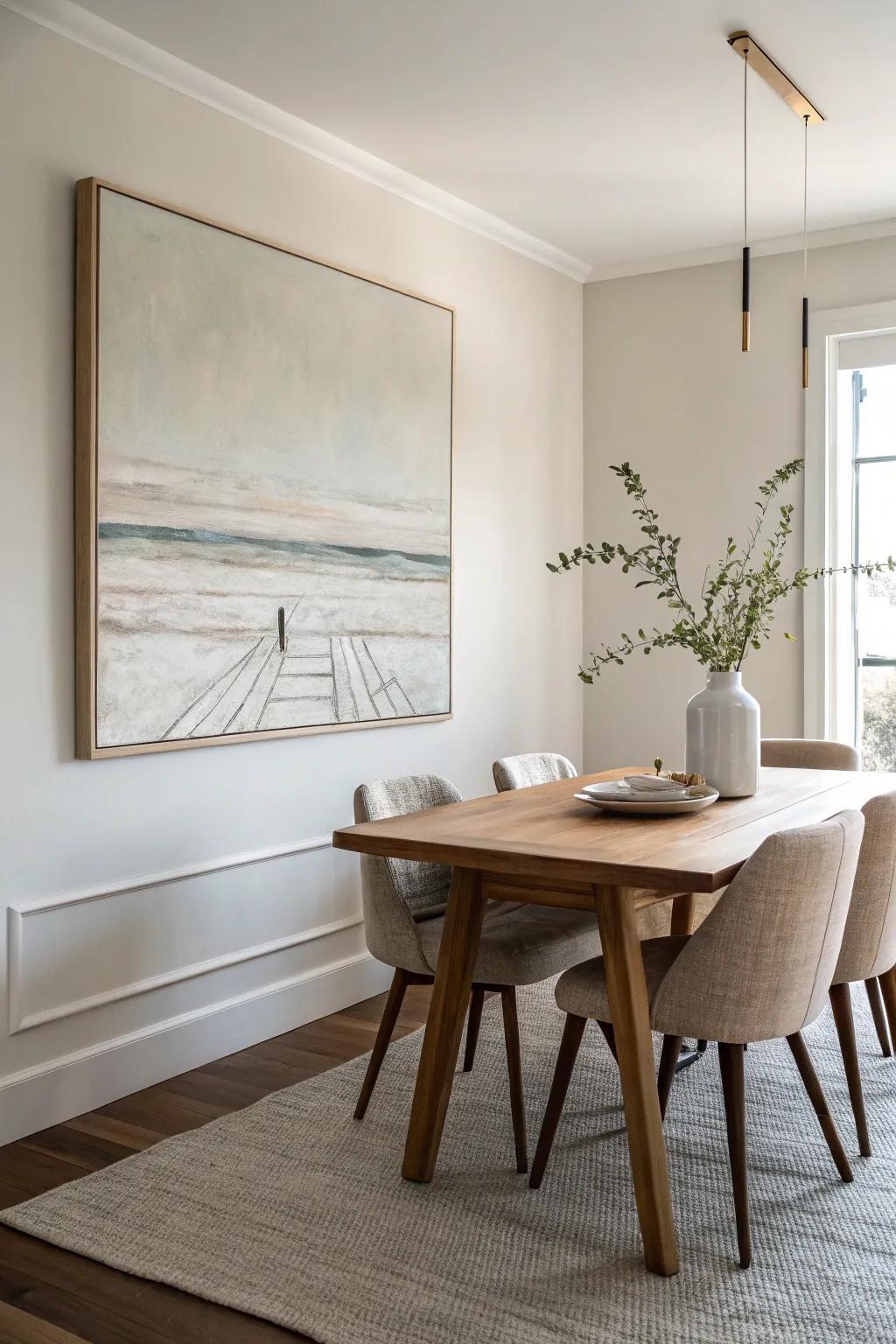 Minimalist artistry provides subtle elegance.