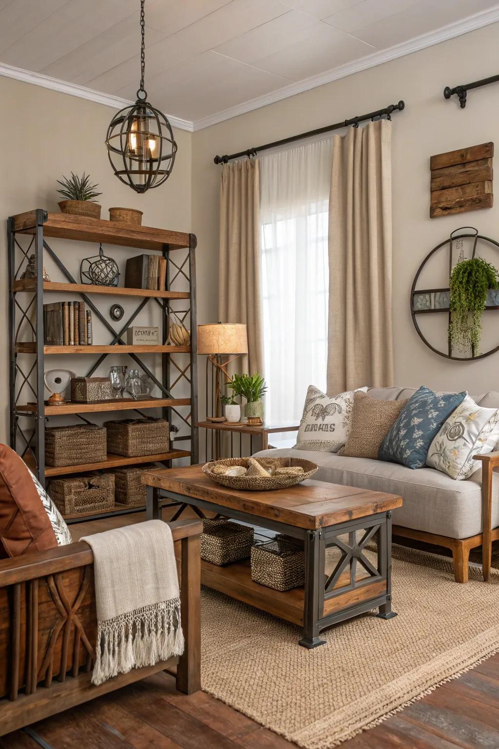 A blend of materials infuses depth and intrigue into a neutral aesthetic.