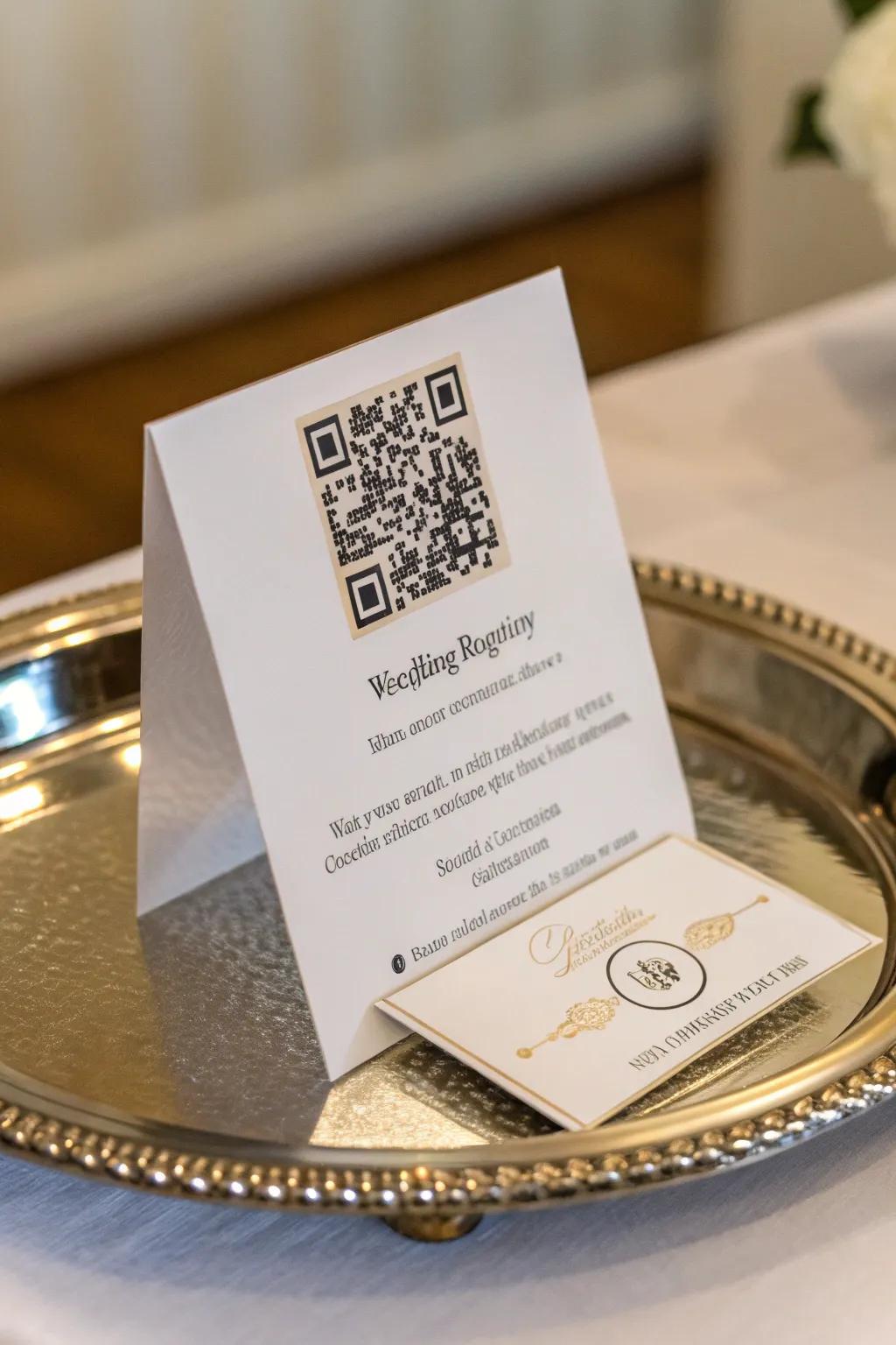 A modern registry card with a QR code for easy access.