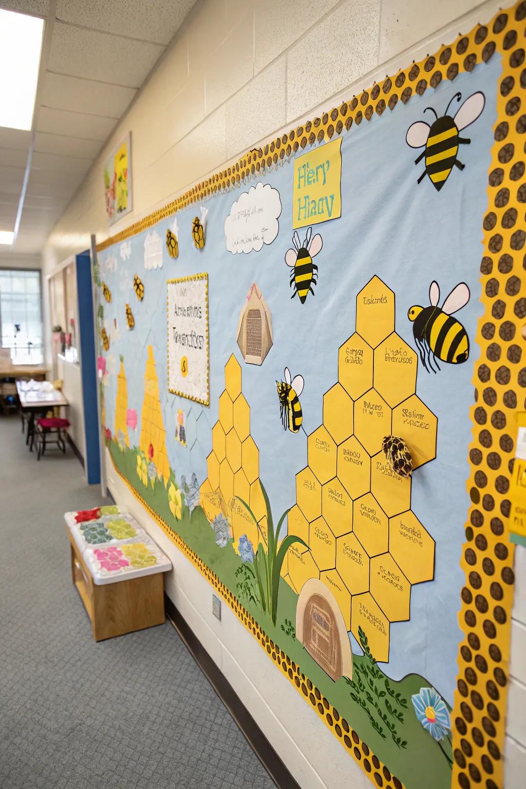 A bee-themed board to promote a sense of fellowship and joint effort.