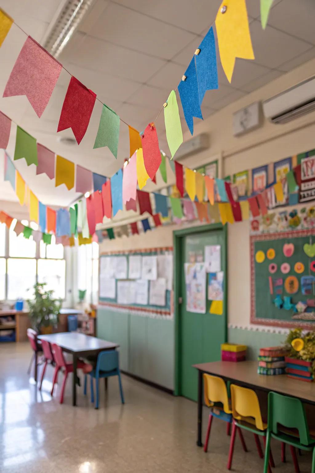 Incorporate a dash of vibrancy and amusement through DIY paper chains that flutter in the atmosphere.