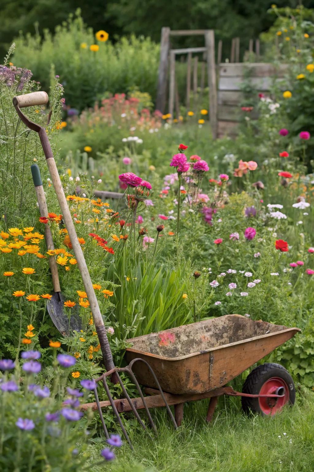 DIY décor harmonizes with wildflower beauty in an exquisite blend.
