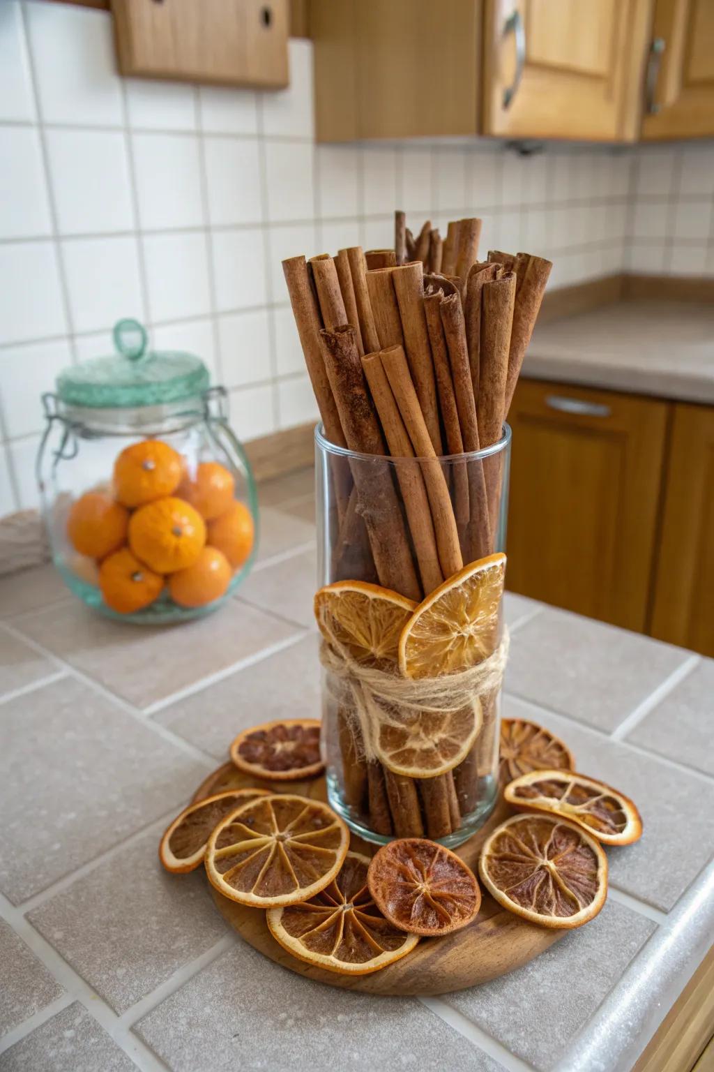 Citrus and flavoring create a comfortable and fragrant decor piece.
