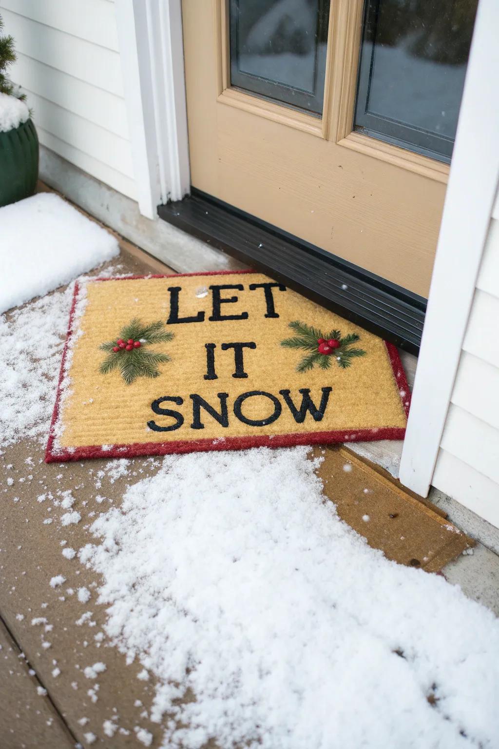 A seasonal pad receives visitors with flair.