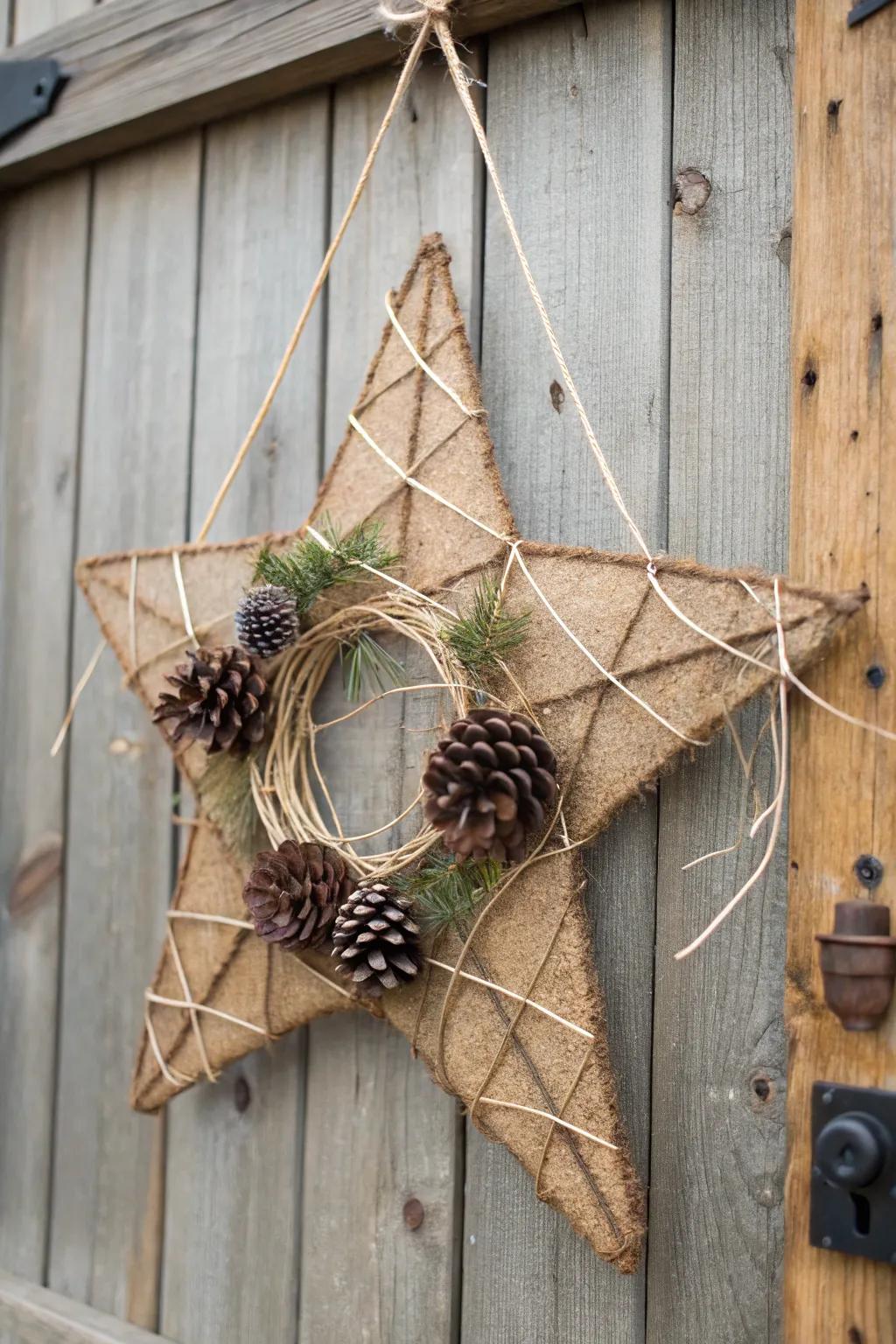 For a comfortable ambiance, use a rustic burlap star garland.