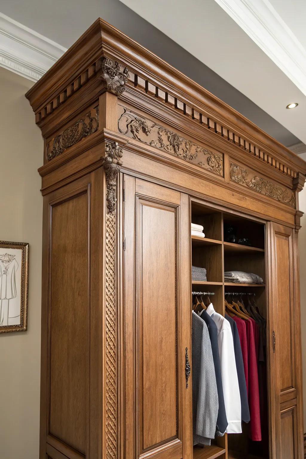 Crown molding provides a sophisticated finish to any closet.