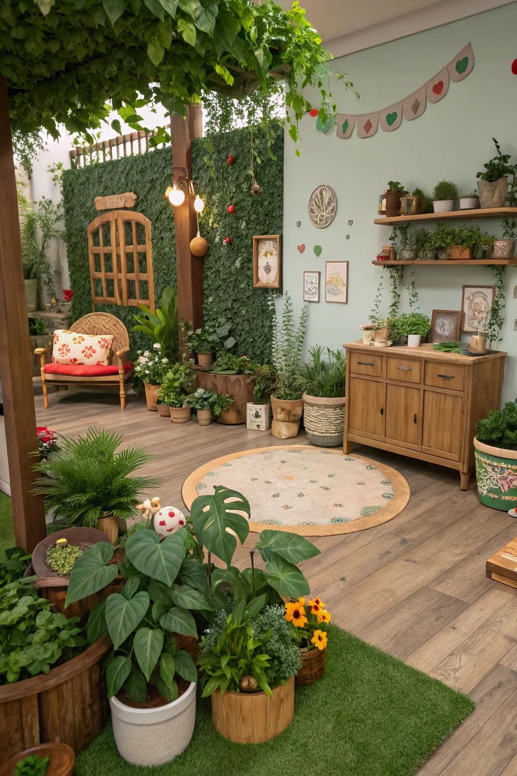 A lush botanical garden infuses tranquility into your home.