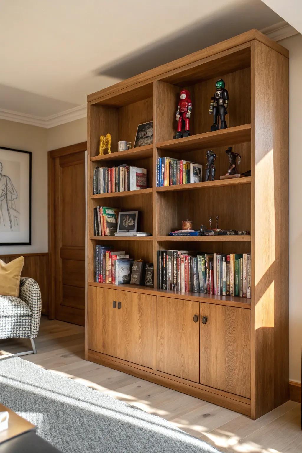 Bookshelves furnish a viable and stylish presentation resolution.