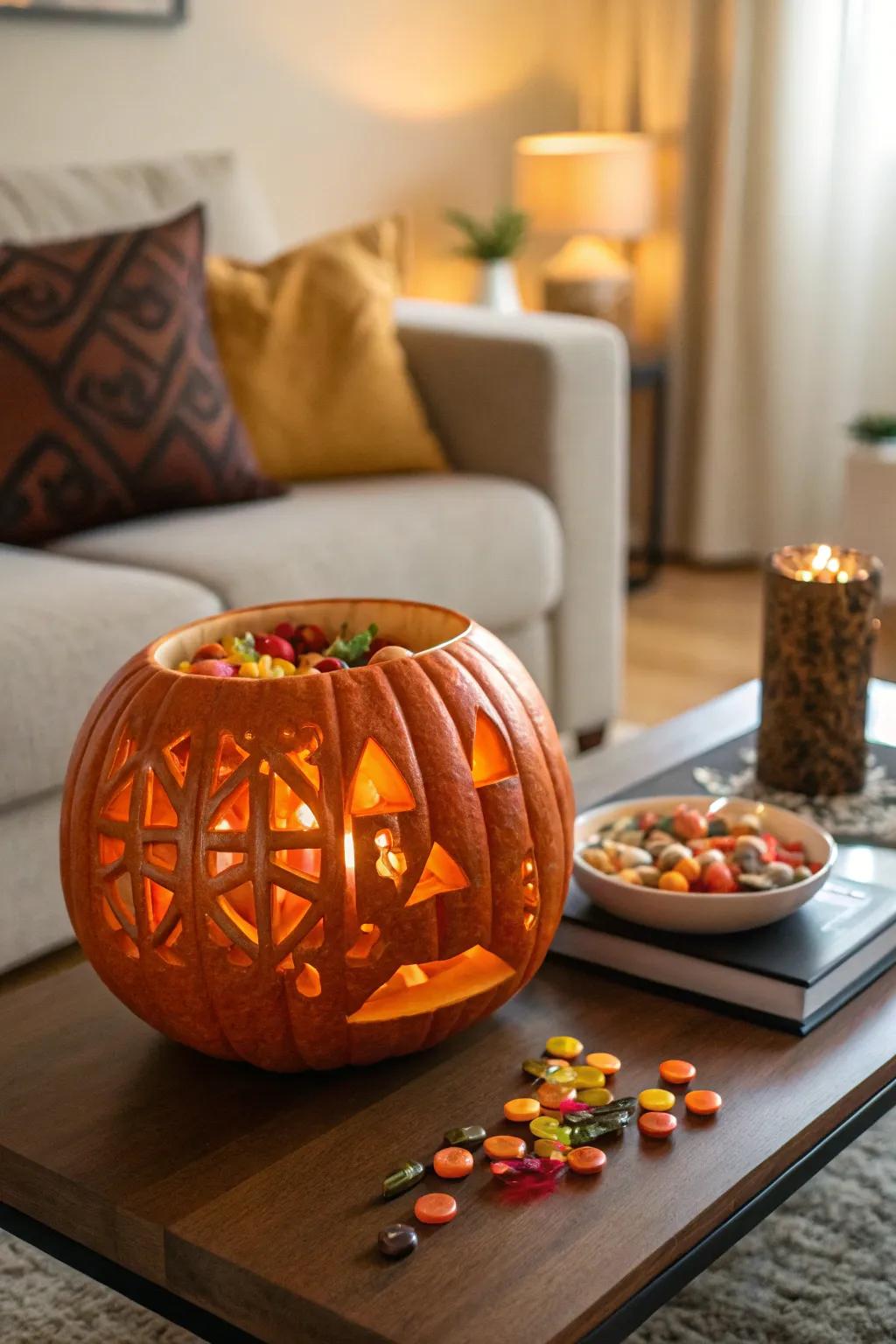 Blend function and festival by using pumpkins as holders.