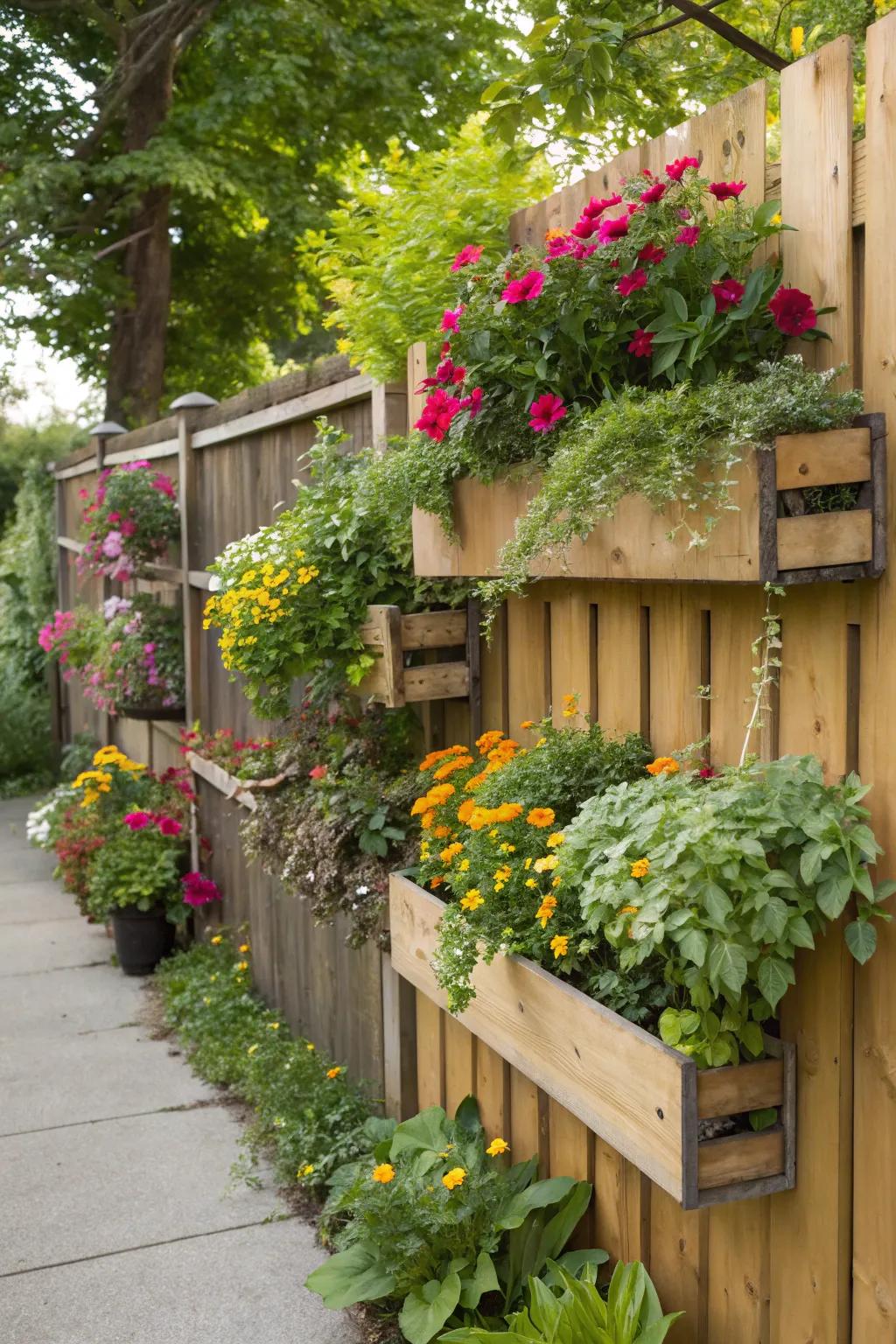 Wall boxes utilize fence area effectively.