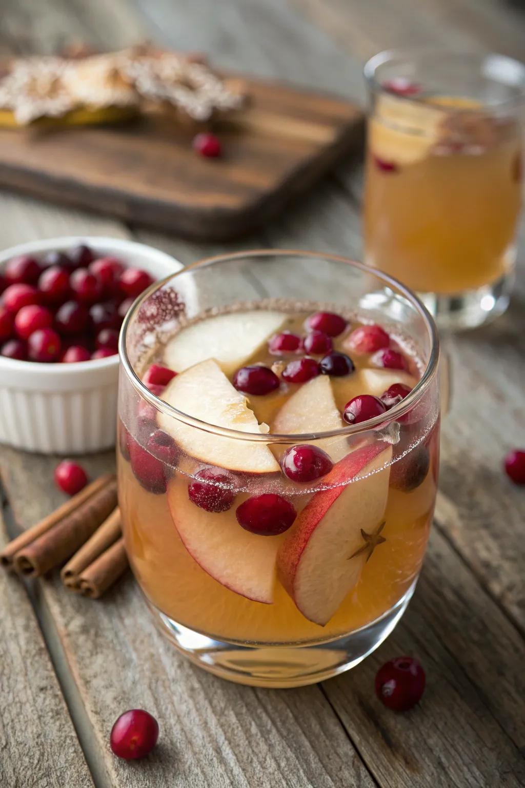 Crimson berry-infused apple cider punch for a festive touch.