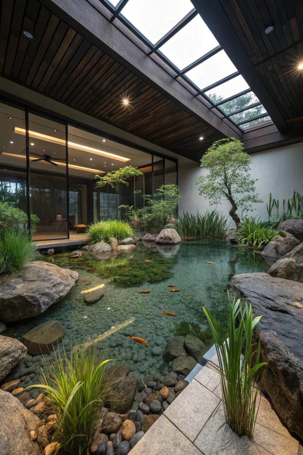 Achieve serenity by using open spaces within your aquascape.