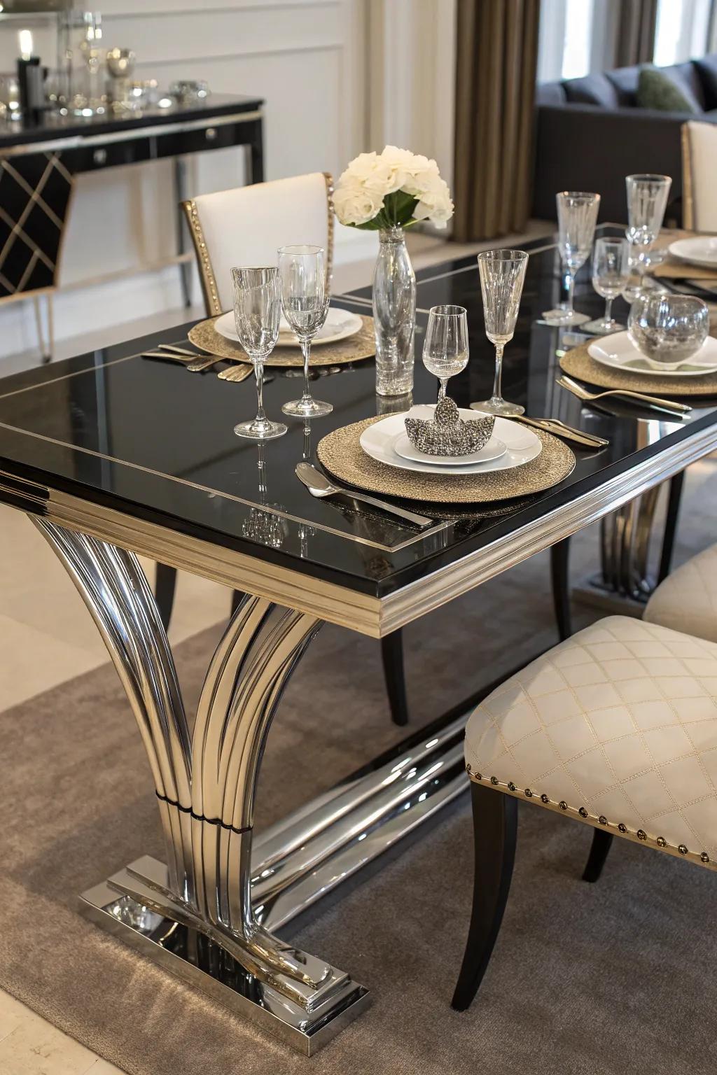 Sleek furnishings exemplifying Art Deco elegance.