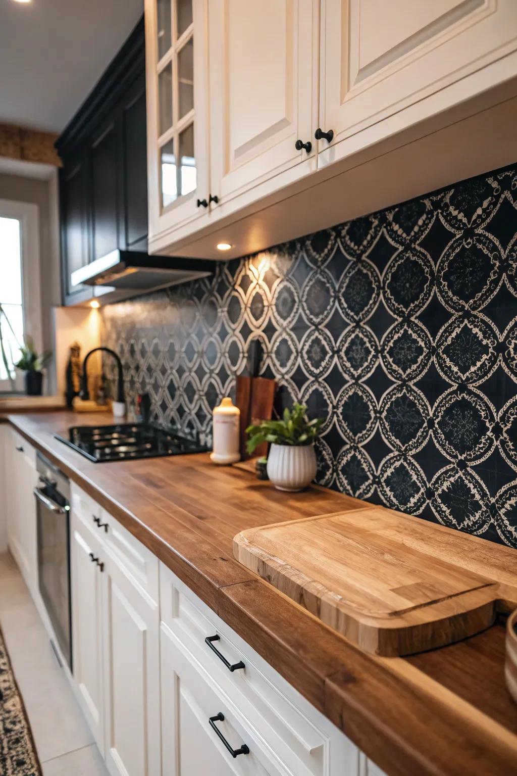 Make a bold statement with a high-contrast backsplash.