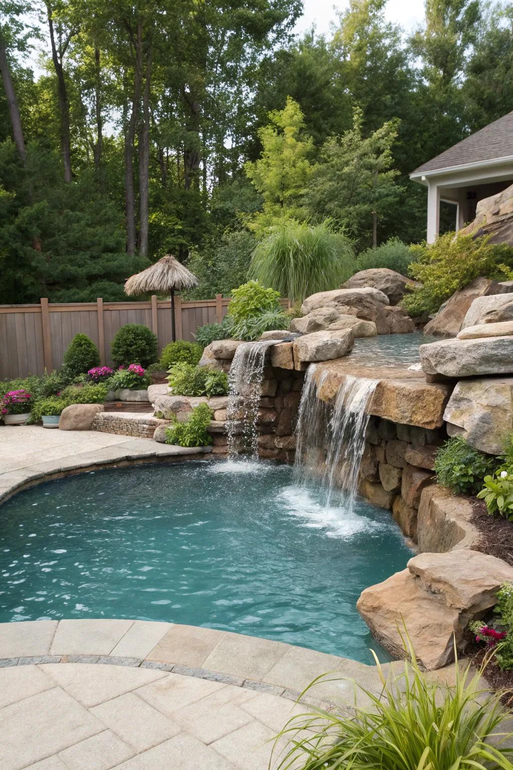 Enhance your pool with a soothing cascade element.
