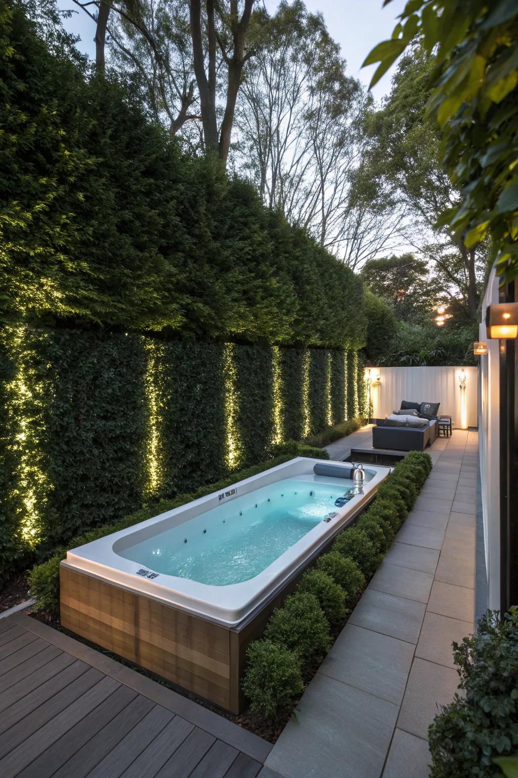 You can turn your swim spa area into a personal retreat with privacy barriers.