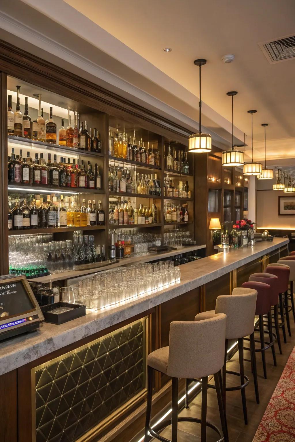 Variety guarantees a successful party bar design.