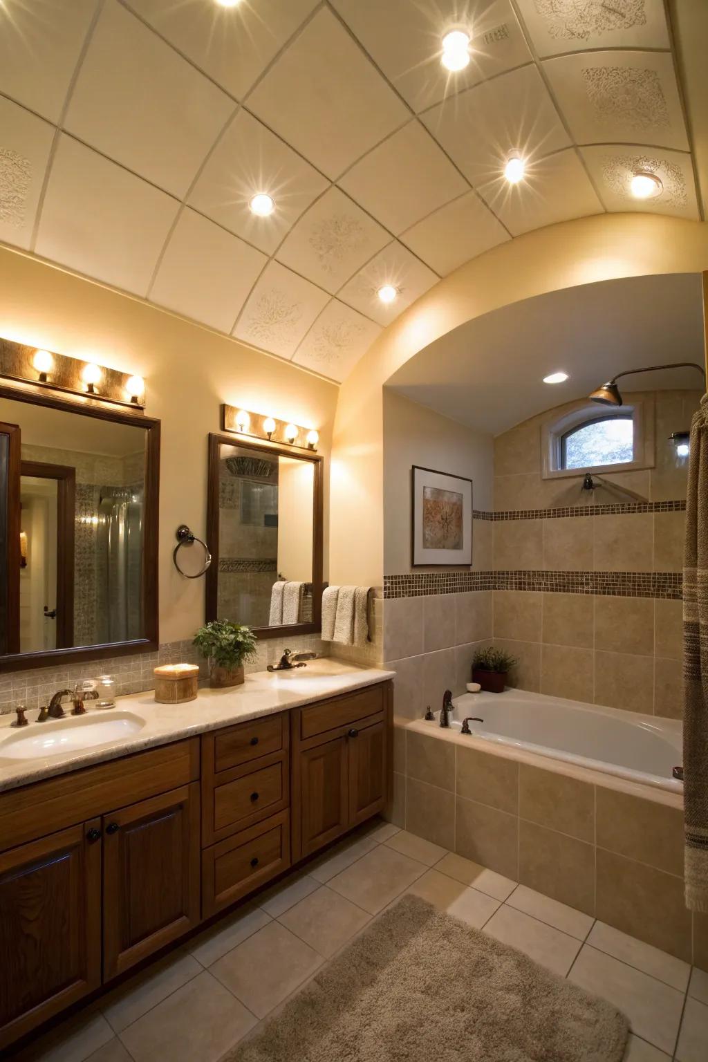 A blend of ambient and task lighting delivers both practicality and comfort.