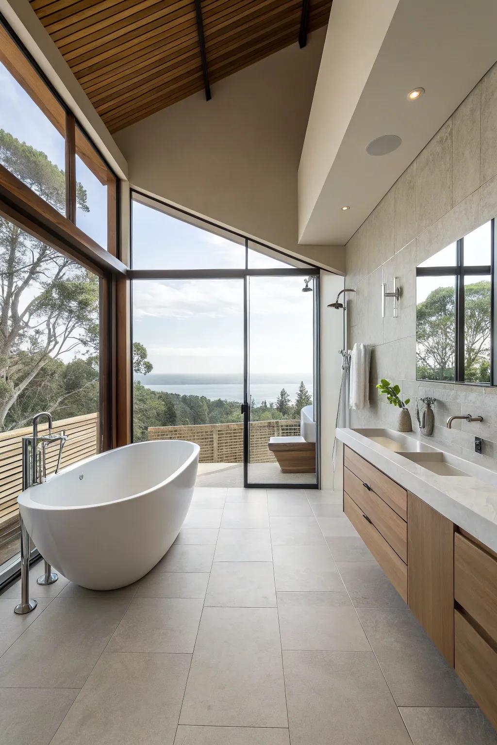 Open designs offer a spacious and inviting bathroom setting.