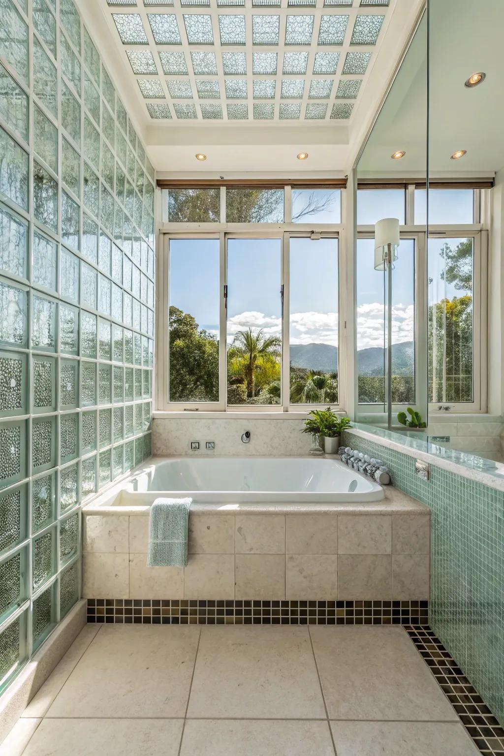 Increase the feeling of space with glass tiles that bounce light.