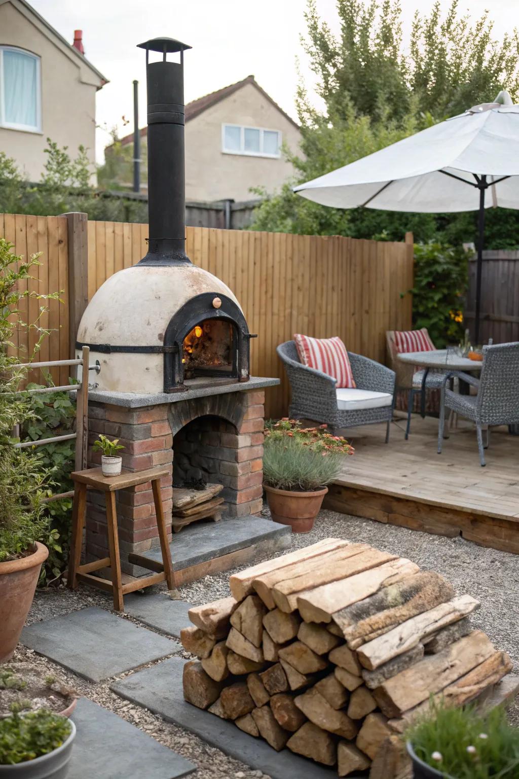 Rustic appeal with a wood-burning stove.