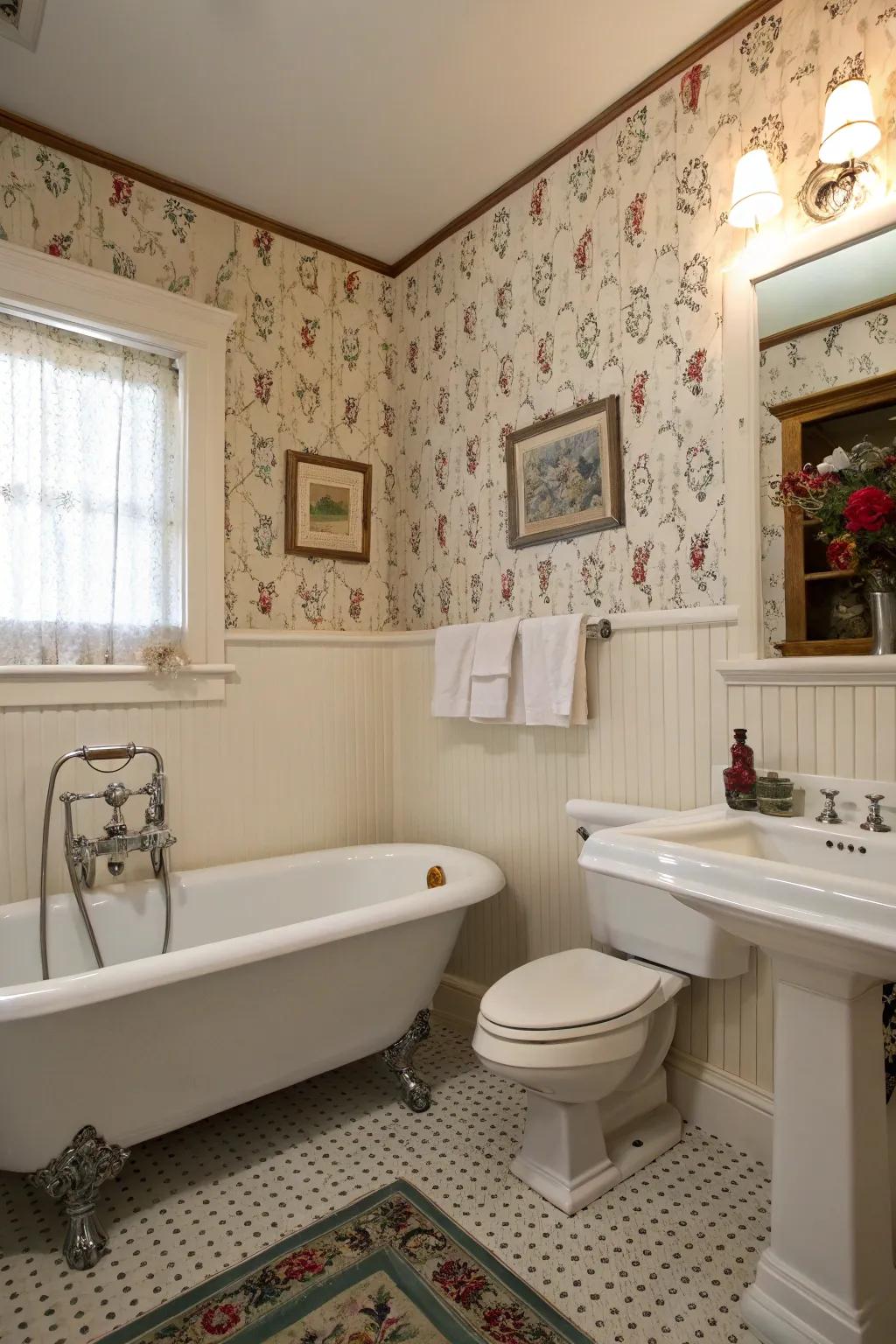 Combine plank panelling using covering for a textured style.