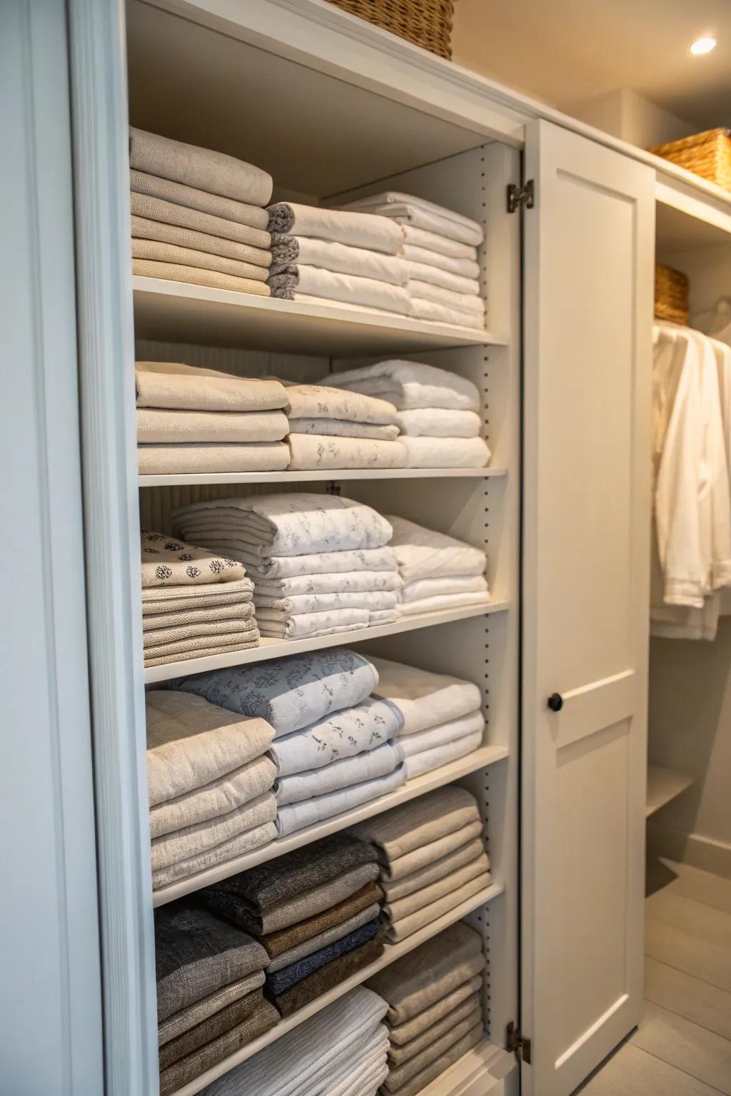 Tiered shelving maximizes storage in smaller spaces.