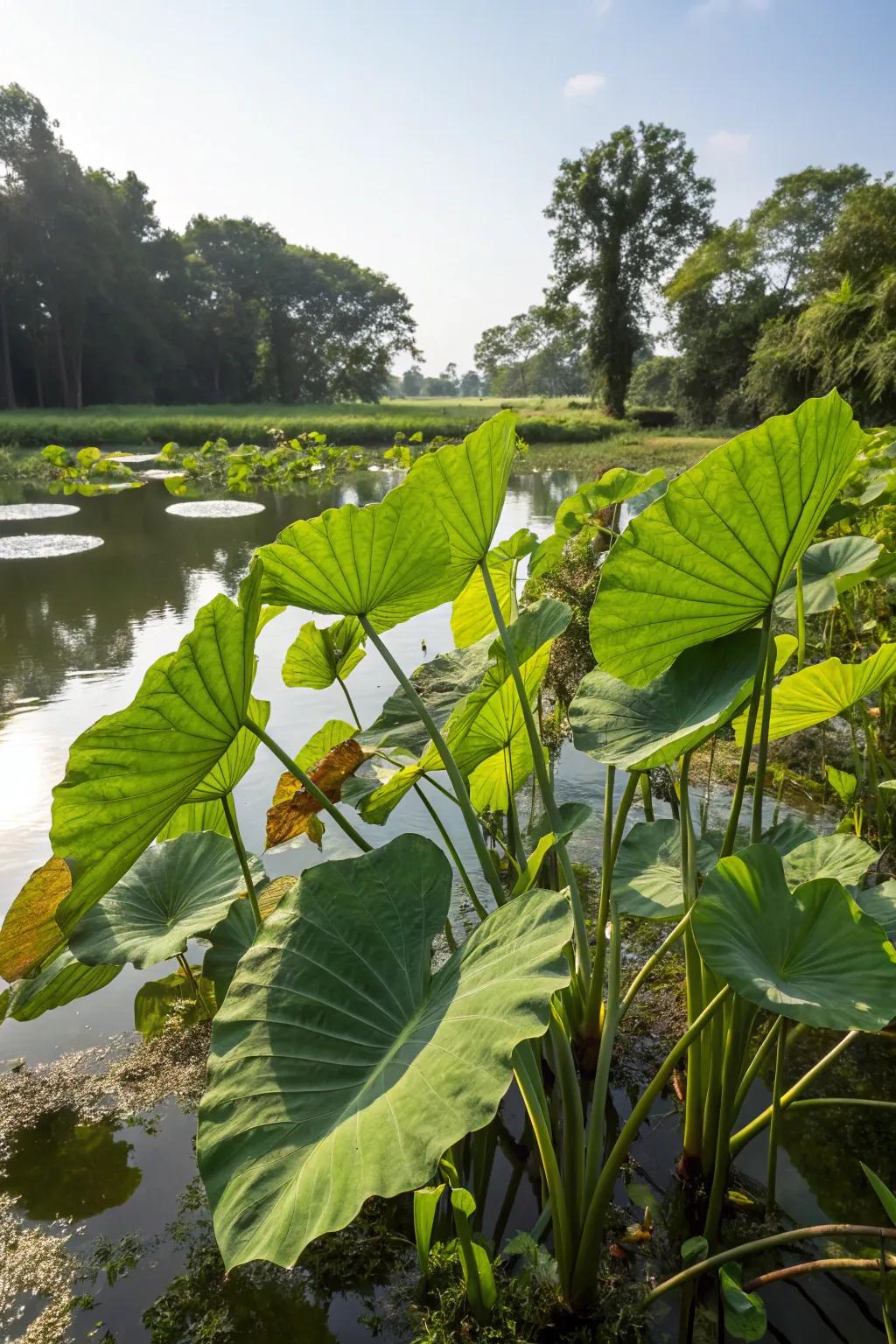 Broadleaf plantains bring a tropical sensation to your aquatic setting.