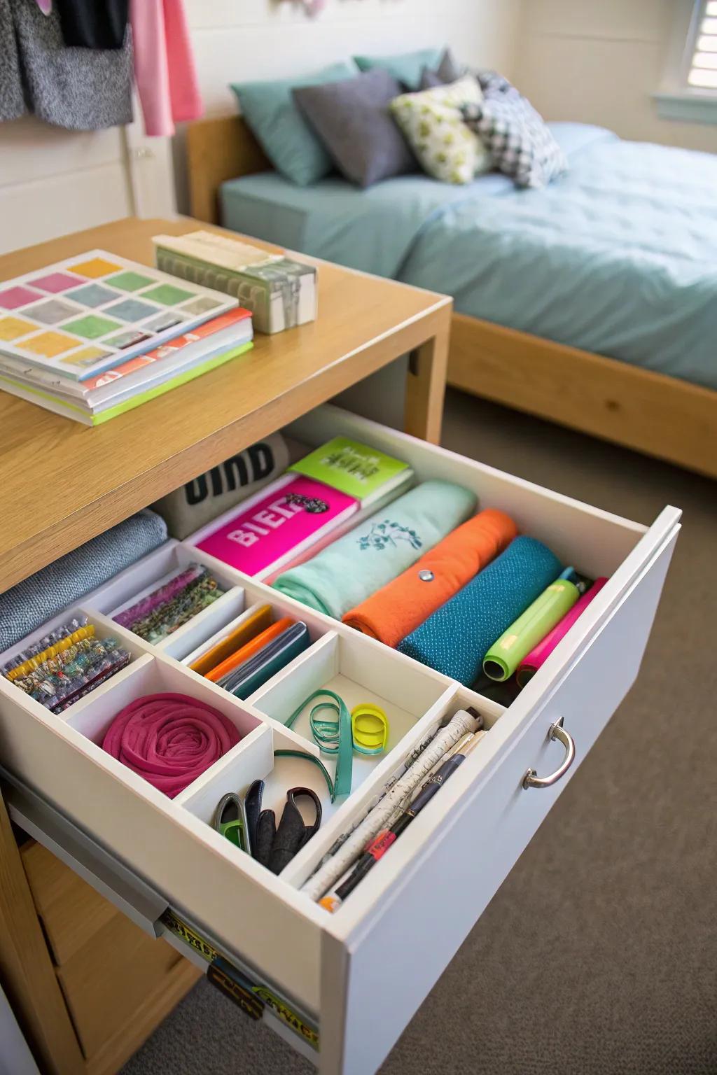 Keep drawers neat using smart organizers.