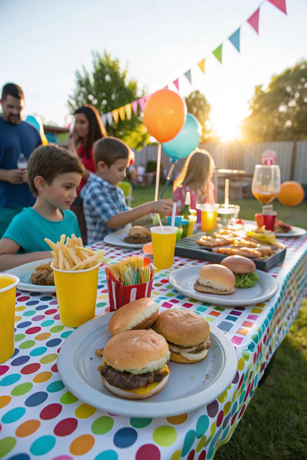 An outdoor setup provides a casual and delightful environment.