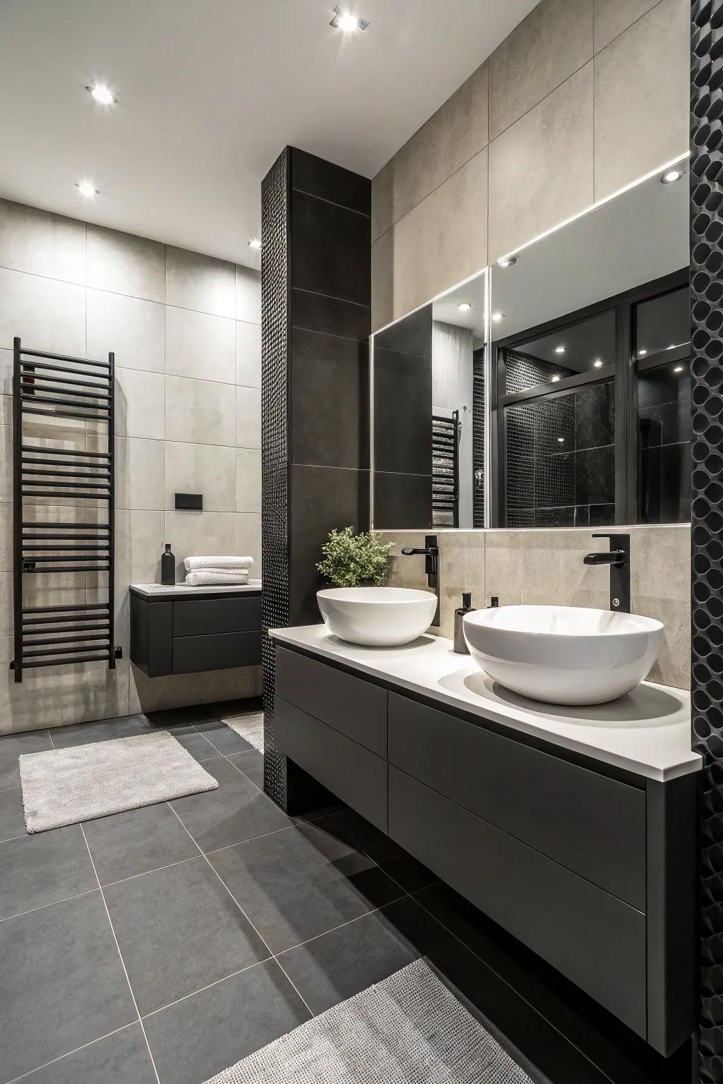 A bathroom styled with a consistent color scheme for a harmonious and stylish look.